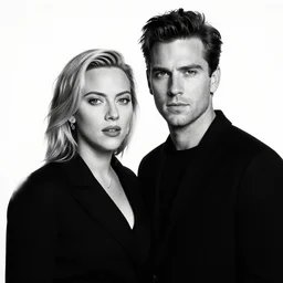 margot robbie as scarlett johansson buy guy denning, by peder balke and norman bluhm, mystic high contrast, monochromatic, noir