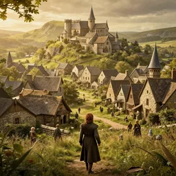 a beautiful photo realistic still image of laketown from the movie the hobbit, warm colors, very high details by greg rutkowski, trending on artstation, masterpiece,