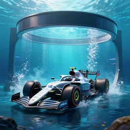 Formula 1 underwater stage, digital art, detailed, realistic, trending on artstation, 4k,