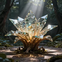 exotic surreal living glass prism flower by chris wood, outdoors, spotlight shining through, featured on behance