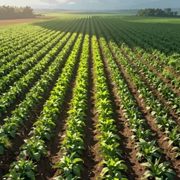 immaculate rows of crops, endless fields in the background, digital 2d fantasy art