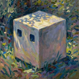 beautiful painting of companion - cube!!!!!!!!, monet, rhads, renoir, degas