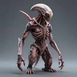 a human animal hybrid, alien cyborg, body horror, morphing