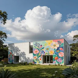 garden villa by toyo ito, white sea cloud, summer morning, very coherent and colorful high contrast, art by! gediminas pranckevicius! geof darrow, pastel color, volumetric lighting, cinematic, floralpunk screen printing woodblock, dark shadows, hard lighting, stippling art