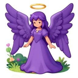 video game sprite of an angel in a garden, purple, detailed