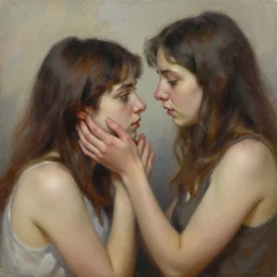 helping each other, detailed painting, emotional, masterpiece, trending on artstation, oil on canvas
