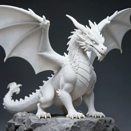 a white photorealistic dragon