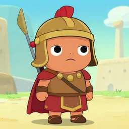 Stewie Griffin dressed as a Roman gladiator