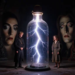 lightning in a bottle, film still from the movie directed by denis villeneuve and david cronenberg with art direction by salvador dali and zdzisław beksinski, wide lens