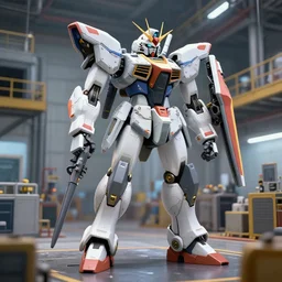 photorealistic of a Mecha 3d anime in assembly plant, medium shot, mid-shot, highly detailed, trending on Artstation, Unreal Engine 4k