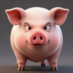 angry pig, front photo, cartoon, realistic colors, super quality, powerful detail