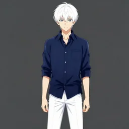 anime illustration of waifu ryosuke takahashi wearing a dark blue shirt and white pants, standing by his glossy white 1 9 9 0 mazda rx - 7 fc on an empty highway at sunrise, cinematic lighting, initial d anime 1 0 8 0 p, 9 0 s anime aesthetic, volumetric lights, rule of thirds, unreal engine render, pinterest wallpaper, trending on artstation