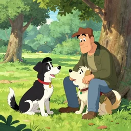 two dogs at a date in a park by don bluth, artwork, detailed, beautiful