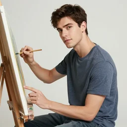 attractive male, painting by wlop