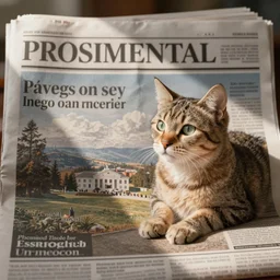 A newspaper article about a cat becoming a president
