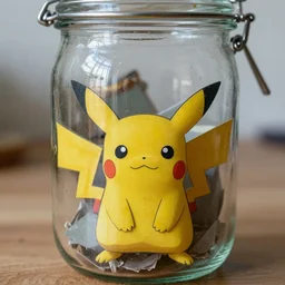 old pokemon in a glass jar, close up photo, 8 k,