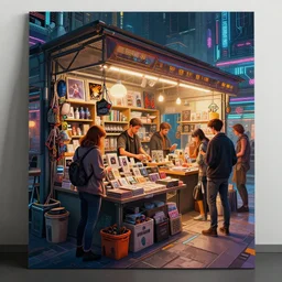 2 k, 4 k, volumetric, focus on objects, masterpiece, beautiful highly detailed postmodern cyberpunk art bazaar, miscellaneous art shoppe stall, interior, cinematic colors, welcoming, into the shop, realistic shaded lighting poster by ilya kuvshinov, magali villeneuve, artgerm, jeremy lipkin and michael garmash, liminal space market