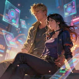 illustration of ralph mcquarrie and liliia sitailo, artist paint in air colorful elements of bright sci - fi hologram elements, dramatic, sharp focus, depth of field, highly detailed, artstation, digital art, volumetric light, dynamic, expression