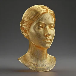 a gold wire structure, hollow, beautiful, portrait, artstation, 3 d render n - 9