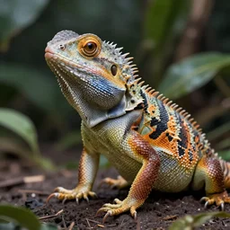 portrait painting of a lizard human, garden, photorealistic, extreme detail, sharp focus, 8 k, intricate, hyper detailed, realistic, cinematic lighting