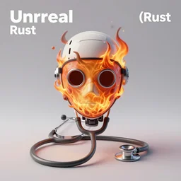An album cover, fire, mask, stethoscope, 3d render, ((robot)), (unreal engine), (rust), photograph, portrait, painting, (((trees)))