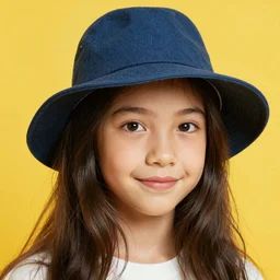 long haired girl with hat, by alex katz, close-up, friendly facial expression, colorful, yellow background