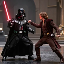 darth vader fighting against anakin skywalker