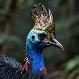 a portrait of a cassowary head, lovecraftian, omnious, trending on artstation, highly detailed, nature, digital art, award winning, grim