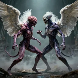 alien brainsucker fight with angels, surreal photography, dramatic light, by james jean, by rossdraws, frank franzzeta, mcbess