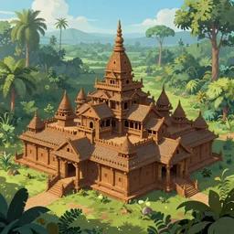 Wooden ancient hindu city on the jungle, by Rebecca Guay and James Gurney | digital art | trending on artstation | UHD 8k CryEngine