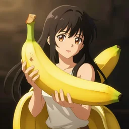 an anthropomorphic banana girl, anime style, nade by studio trigger