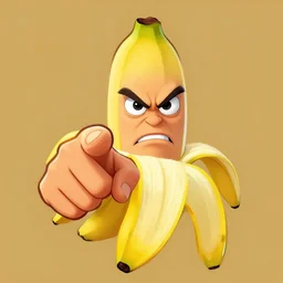 character portrait of an angry banana pointing at the camera, digital art, 4k