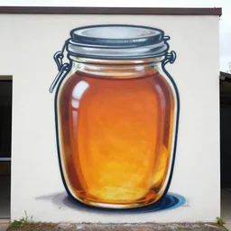 honey jar as graffiti mural by lee, masterpiece, trending on artstation