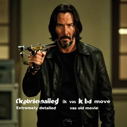 “Keanu Reeves in fight club movie, Extremely detailed. 8k, vas, old movie”