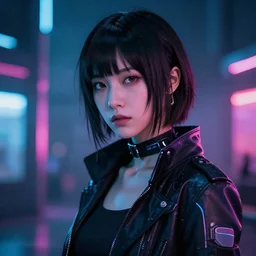 a cyberpunk girl portrait with depth of field inspired by ghost in the shell
