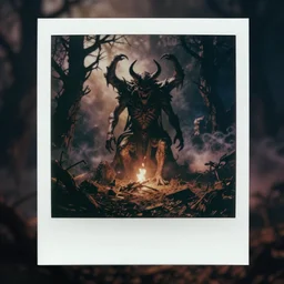 unreal horror, aftermath of a demonic ritual, polaroid pic by realistic horrors