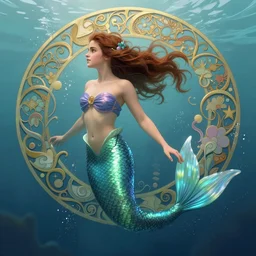 Emma Watson as mermaid underwater, full body shot, cute, fantasy, intricate, elegant, highly detailed, digital painting, 4k, HDR, concept art, smooth, sharp focus, illustration, art by alphonse mucha,artgerm, H R Giger