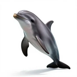 elderly dolphin, studio photography, full body, isolated on a pure white background, centered, entire subject in frame, sharp focus, soft studio lighting