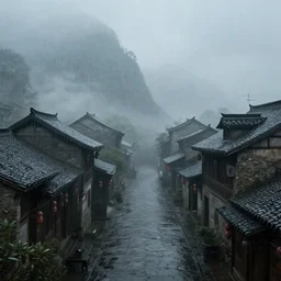 rainy, foggy, ancient city, cgsociety, octane render, trending on artstation, artstationHD, artstationHQ, unreal engine, 4k, 8k