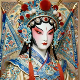 portrait of a chinese cyberpunk machine, machine face, robed, upper half portrait, decorated with chinese opera motifs, regal, asian, fine china, wuxia, traditional chinese art intricate intense elegant 京 剧 highly detailed digital painting artstation concept art smooth sharp focus illustration, art by artgerm and greg rutkowski alphonse mucha 8 k