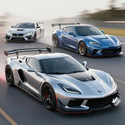 a sports car based on nissan, bmw and chevrolet sports car body styles, nissan sports cars, chevrolet sports cars, bmw sports cars, aggressive, factory five, trending on artstation, cgsociety, by jotaautomotive and nancorocks