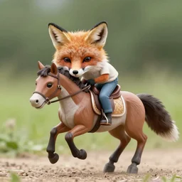 fox riding a horse