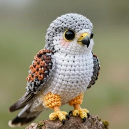 video kestrel, crochet, hyperrealistic, realistic lighting