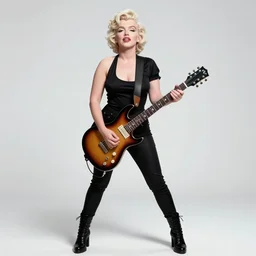 marilyn monroe playing heavy metal on a guitar, extremely detailed, sharp focus, wide view, full body shot, smooth, digital illustration, by james jean, by rossdraws, frank franzzeta, mcbess, sakimichan, brosmind, steve simpson
