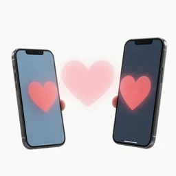 Two phones send heart through the air. Free stock photo. 2 phones. by Greg Rutkowski