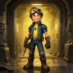 digital art vault boy from fallout game,