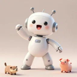 product photo of a futuristic happy surprised robot pet, minimalistic cute, by artgerm and greg rutkowski and marc newson and zaha hadid, alphonse mucha, samsung apple webcam, matte glossy materials, asymmetric flowing dancing pose. neon, otter puppy pig. three quarter view, volumetric light, detailed, octane render, midsommar