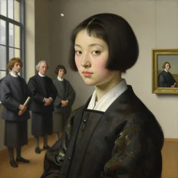 museum quality painting of yamaguchi momoe, by jan van eyck, tom bagshaw, jean delville, william bouguereau, albrecht durer, mucha, thomas dewing