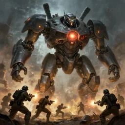 war of the worlds, giant mech, human soldiers, intense fighting, glowing lights! digital painting, very detailed, art by jakub rozalski