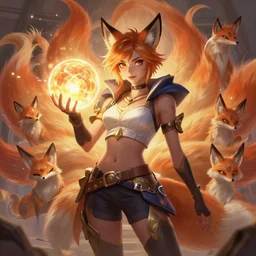 portrail | ahri!!!!!!!!!! | holding a glowing ball | the nine - tailed!!!!! fox | league of lengeds | very detailed | digital | character | by charlie bowater | by natalie shau | by yuumei | by wlop